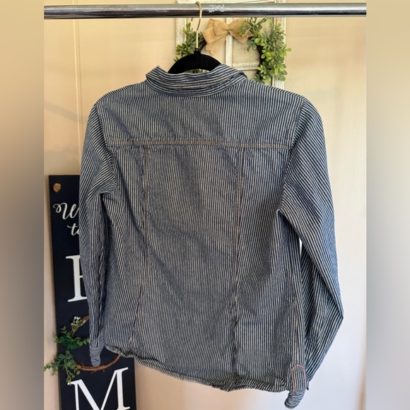 Boden Blue and White Striped Button Front Shirt Size 8 - Picture 2 of 8